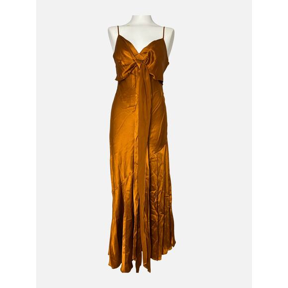 NICHOLAS NWT Sabine Satin Silk Midi Dress Bronze 8 US - Picture 4 of 11